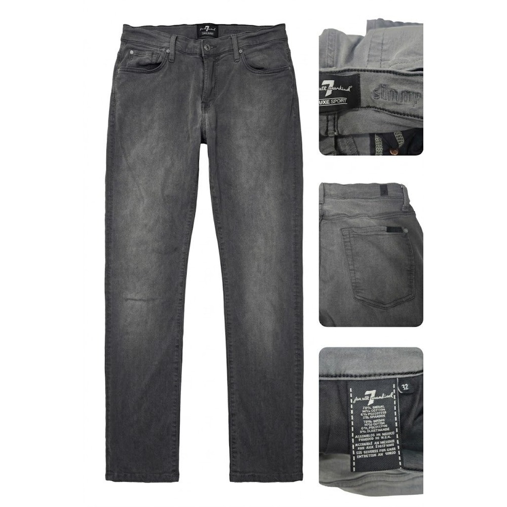 7 For All Mankind Luxe Sport Slimmy Jeans Mens 32 Gray Stretch Slim Straight